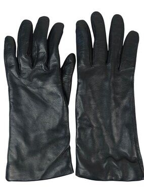 Vintage Genuine Leather Black Cashmere Lined Gloves Women’s Size 8 Warm Winter